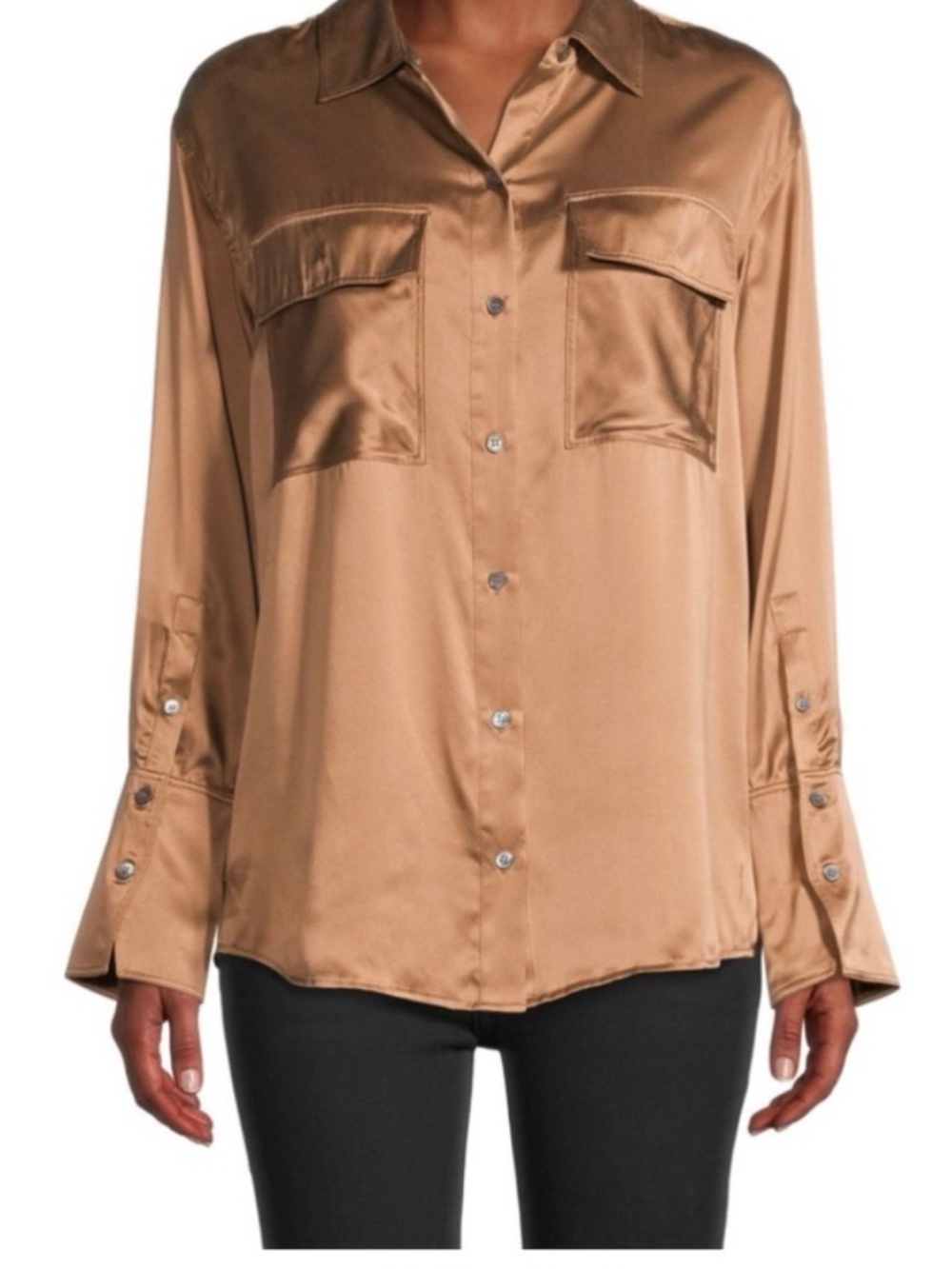 Frame Denim Boyfriend Silk Button-up Blouse